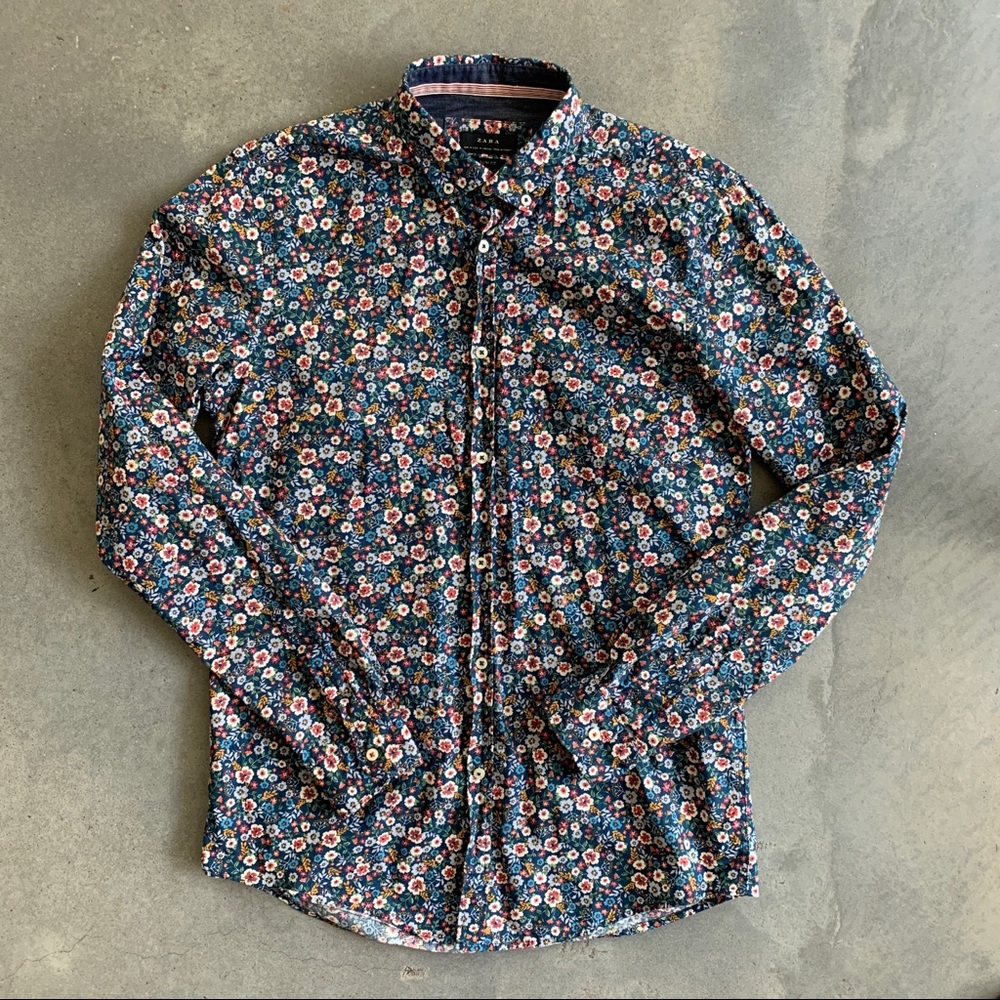 Zara casual dress shirt floral size medium